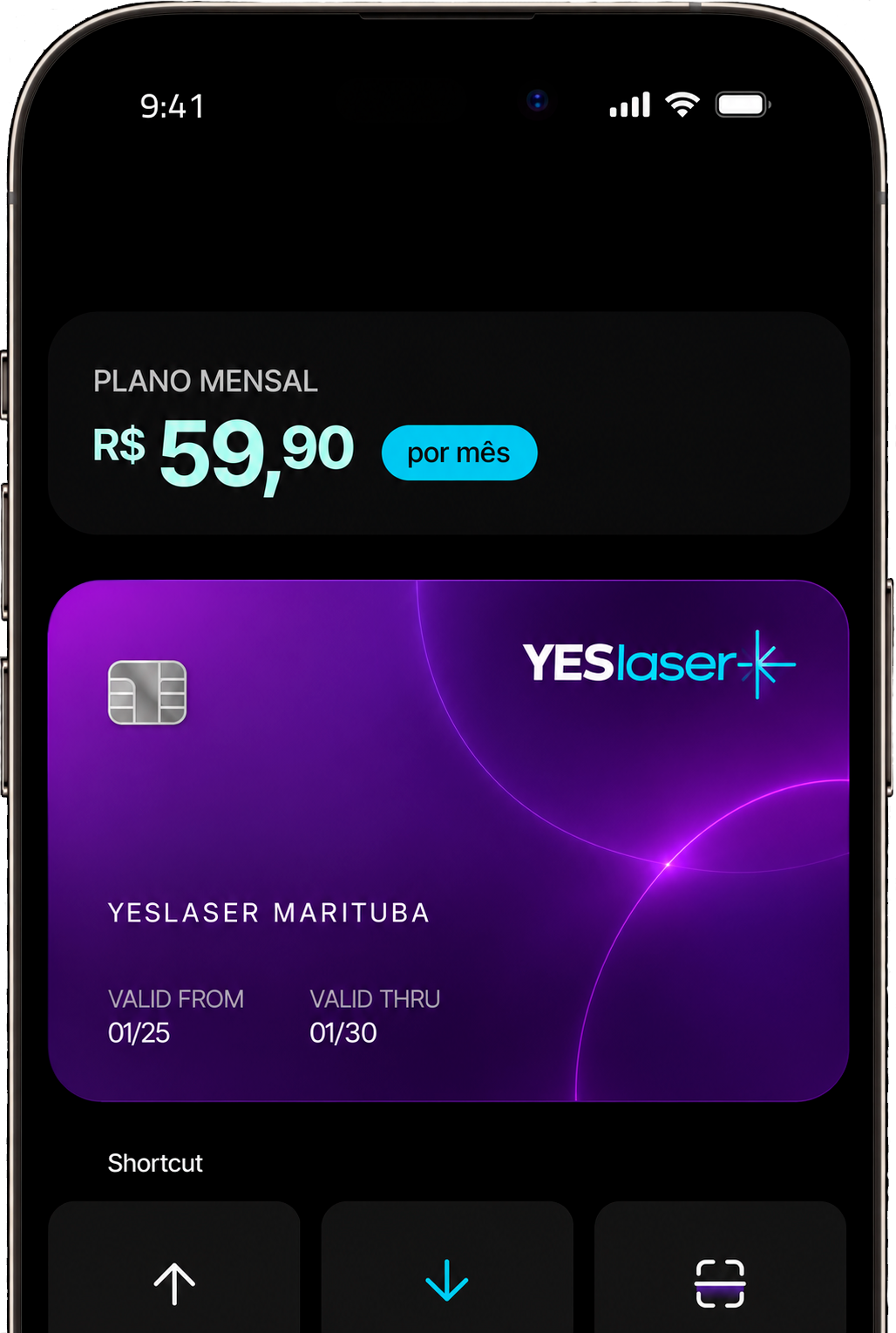 Celular com cartão digital YesLaser e plano mensal de R$ 59,90